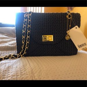 NWT Big Buddha Dark Grey Purse w/gold chain
